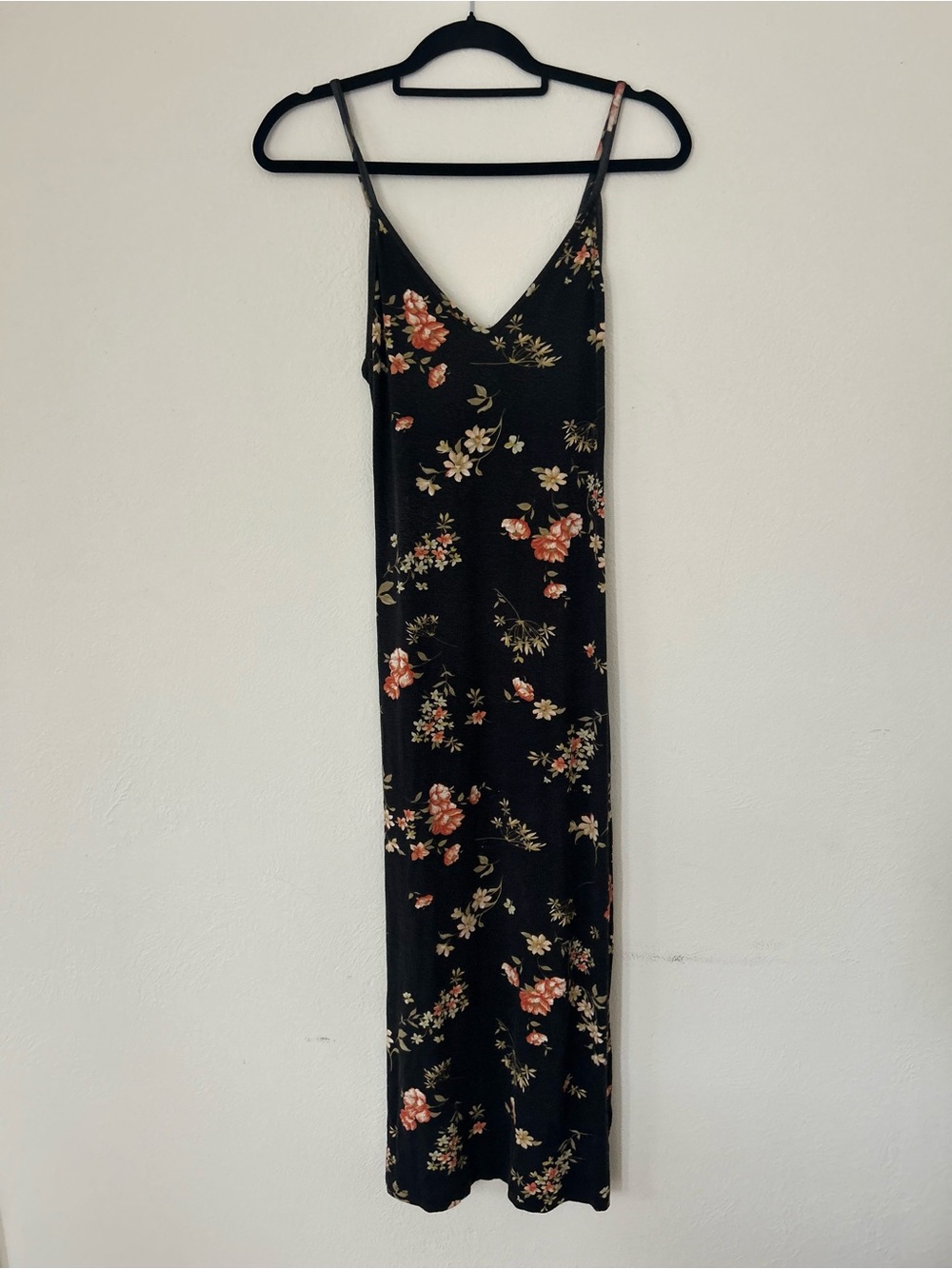Very rare brandy Melville ELIZA Black Floral Slip Maxi Dress